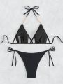 SHEIN Swim BAE Chain Decorated Knotted Side Bikini Set