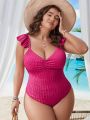 Plus Size Women'S Ruffle Edge One-Piece Swimsuit