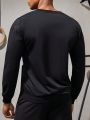 Men's Round Neck Sports Sweatshirt With Text Print