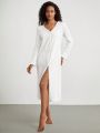 SHEIN Leisure Ladies' V-Neck Homewear Dress