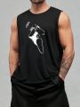 Manfinity LEGND Men's Plus Size Sleeveless Top With Halloween Ghost Face Print