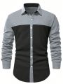 Manfinity Homme Men's Irregular Cut Button-down Long Sleeve Shirt