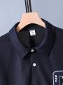 Teen Boys' Letter Detail College-Style Long Sleeve Polo Shirt