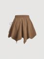 SHEIN MOD Women's Side Strap Asymmetric Hem Skirt