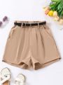 Teenagers (Female) Casual Elegant Simple Urban Suit Shorts