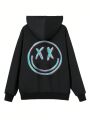 Sapstudio Loose Fit Hoodie With Smiling Face Print & Long Sleeves