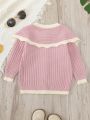 Baby Girls' Contrast Trim Long Sleeve Cardigan