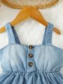 Baby Button Detail Denim Dress