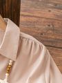 Solid Color Embroidered Plus Size Shirt