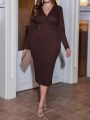 SHEIN Clasi Plus Size Solid Color Dress