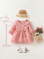 SHEIN Baby Girls' Long Sleeve Dress With Ruffle Details