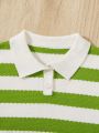 Boys' Casual Striped Contrast Color V-neck Sweater With College Style, Fall/winter