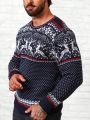 Men Christmas Elk & Geo Pattern Sweater