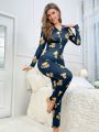 Cute Bear Pattern Printed Jumpsuit