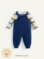 Cozy Cub Baby Boy Striped Tee & Pocket Front Overalls