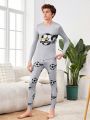 SHEIN Teen Boys' Casual Sports Letter & Soccer Printed Tight Home Wear Set