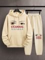 Manfinity Homme Men's Letter Printed Hooded Sweatshirt And Sweatpants Set