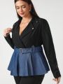 Sylvia Mollie Plus Two Tone Peplum Hem Jacket