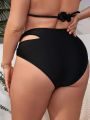 SHEIN Swim Vcay Plus Size Women's High Waisted Bikini Bottom With Side Cutouts