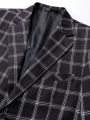 1pc Men's Plaid Notched Collar Single Breasted Suit