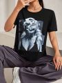 SHEIN PETITE Women's Printed T-Shirt With Character Design