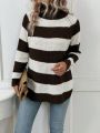 SHEIN LUNE Leisure Women's Color Block Drop Shoulder Sweater