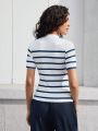 SHEIN BIZwear Women'S Striped Short Sleeve T-Shirt