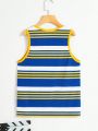 SHEIN Kids EVRYDAY Boys' Striped Knit Vest Slim Fit Casual Tank Top