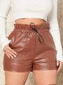 SHEIN SXY Paper Bag Waist Pu Leather Shorts