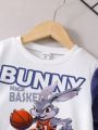 SHEIN Kids Cooltwn Toddler Boys' Letter & Cartoon Printed Sweatshirt And Sweatpants Set