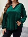 EMERY ROSE Loose Fit Plus Size Sweetheart Collar Long Sleeve T-Shirt