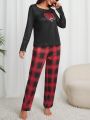 Women's Heart Print Long Sleeve Pajama Set