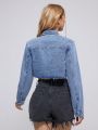 Flap Pocket Crop Denim Jacket