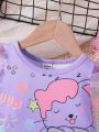 Baby Girl Unicorn & Letter Graphic Ruffle Trim Dress