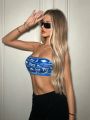 SHEIN ICON Letter Graphic Crop Tube Top