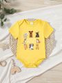 Infant Boys' Casual Round Neck Short Sleeve Bodysuit For Summer