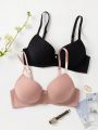 2pcs Solid Push Up Bra