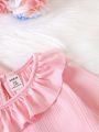 3 Pieces Of Cute Doll Round Neck Tops For Baby Girls