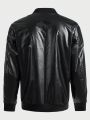 SHEIN Men Zip Up PU Leather Thermal Lined Bomber Jacket