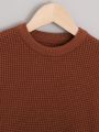 Young Boy Solid Drop Shoulder Sweater