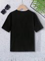 1pc Fashionable Cross Print Basic Round Neck Short Sleeve T-shirt For Boys