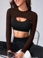 1pc Single Color Super Cropped Sports T-shirt