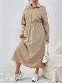 SHEIN Essnce Plus Size Solid Color Top And Skirt Set