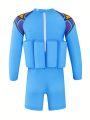 Boys' (Little) Cartoon Printed Long Sleeve One-Piece Flotation Swimsuit