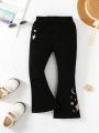 Toddler Girls' Comfortable Leisure Flared Jeans With Star Pattern