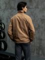 Men Letter Graphic Flap Pocket Zip Up Jacket