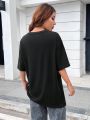 Eduely Letter Graphic Drop Shoulder Tee