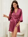 Women's Solid Color Glossy Bridesmaid Robe