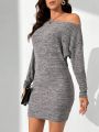 SHEIN Tall Women'S Asymmetric Collar Long Sleeves Dress