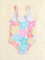 Baby Floral Print One Piece Swimsuit